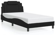 3208075 vidaXL Рамка за легло Viana без матрак, черна, 100x200 см, изкуствена кожа