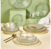 Комплект за хранене 24 бр. прозрачно/златисто/стъкло