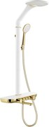 Mexen Blaze открит душ комплект с дъждовна система и батерия, бяло/златно - 78109-25