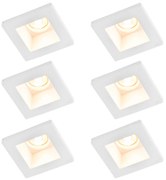 Комплект от 6 вградени спота бели 12 см квадратни - Gypsy Stucco