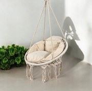 Висящ стол с възглавница - щъркелово гнездо 80 см Бежово