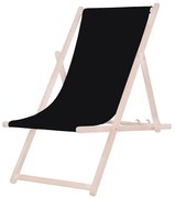 Градински шезлонг черен/бук