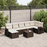3325519 vidaXL Градински комплект с възглавници, 8 части, кафяв, полиратан
