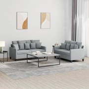 3201648 vidaXL Комплект дивани от 2 части с възглавници, светлосив, плат