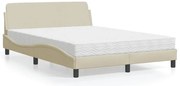 3208369 vidaXL Легло с матрак Dover, кремаво, 120x200 см, плат