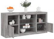 3209091 vidaXL Сайдборд с LED светлини, сив сонома, 142,5x37x67 см