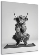 Картина на платно – Крава практикува йога на постелка