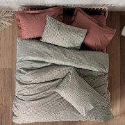 Спален комплект Cotton Box 129CTN4726, 100% памук, 3 части, Завивка 160х220 см, Чаршаф 100х200+30 см, Калъфка 50х70 см, Сив/червен