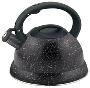 Свирещ чайник HAUS ROLAND HR-724C, 3 литра, стомана, пластмасов капак, хромиран кант, черен мрамор