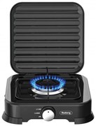 Разопакован: Единичен газов котлон с капак Rosberg R51454D1, 2.2 kWh, 30 mbar, Въглеродна стомана, Черен