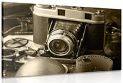 Картина на платно – Стар фотоапарат в сепия