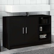 848123 vidaXL Долен шкаф за мивка, черен, 90x29x55 см, инженерно дърво