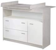 Бял нисък скрин от дъб с маса за преповиване 117x98 cm Julia - Roba