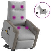 3324104 vidaXL Електрически изправящ масажен реклайнер стол облачносив текстил