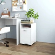803053 vidaXL Страничен шкаф с колелца бял гланц 33x38x60 см инженерно дърво