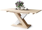 КАРО Дъб Сонома/Бял мат - МОДЕРНА РАЗТЕГАТЕЛНА МАСА ДО 180 cм!