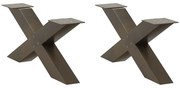 4012947 vidaXL Крака за масичка за кафе, X-образни, 2 бр., естествена стомана, 70 x (30-31) см, стомана