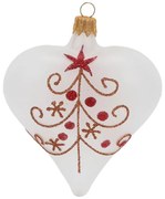 Комплект от 3 коледни украшения от бяло стъкло във формата на сърце Ego Decor - Ego Dekor