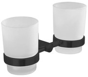 Aqualine - Стенна поставка за четки за зъби SAMBA млечен стъкло/матов черен