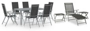 3070646 vidaXL Градински трапезен комплект, 10 части, черно и сребристо