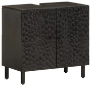 356838 vidaXL Шкаф за баня, черен, 62x33x58 см, масивно мангово дърво