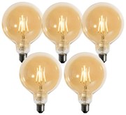 Комплект от 5 E27 димируеми LED крушки златисти G125 4.9W 450 lm 2200K