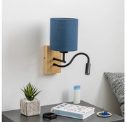 Brilagi - LED Аплик NUBILA WOOD 1xE27/25W/230V+ LED/3W дъб/тъмносин