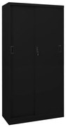 335960 vidaXL Офис шкаф с плъзгаща се врата, черен, 90x40x180 см, стомана