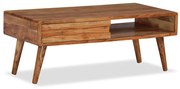 244974 vidaXL Маса за кафе, дървен масив, с резбовано чекмедже, 100x50x40 cм