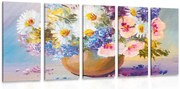 картини от 5 части – Маслена живопис на летни цветя