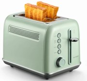 Тостер за хляб BUYDEEM DT620E, 900W, 2 слота, 7 автоматични програми и нива на препичане, LED индикатори, Тавичка за трохи, Зелен