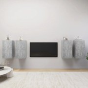 3079160 vidaXL ТВ шкафове, 4 бр, бетонно сиви, 30,5x30x60 см, инженерно дърво