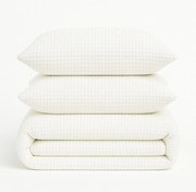 Бяло единично спално бельо от памук Renforcé 140x200 cm Waffle Striped – Mila Home Luxury