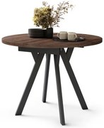 АЛДО Дъб Кафяв/черни крака - КРЪГЛА РАЗТЕГАТЕЛНА МАСА С Y-ОБРАЗНИ КРАКА В ЛОФТ/ИНДУСТРИАЛЕН СТИЛ ЗА ХОЛ ИЛИ ТРАПЕЗАРИЯ