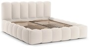 Кремаво двойно тапицирано легло с място за съхранение с включена подматрачна рамка 200x200 cm Lupine – Micadoni