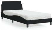 3208346 vidaXL Легло с матрак Dover, черно, 100x200 см, плат