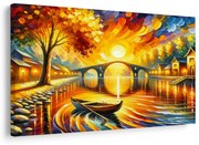 Картина на платно – Есенен пейзаж с лодка