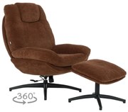 Кресло с табуретка PORTO - кафяво