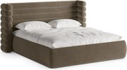 Кафяво-сиво двойно легло 180x200 cm тапицирано с място за съхранение с включена подматрачна рамка Mount – Micadoni