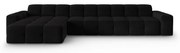 Ъглов диван от черно кадифе (ляв ъгъл) Kendal - Micadoni Home