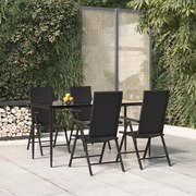 3156516 vidaXL Градински трапезен комплект, 5 части, черен, полиратан