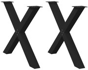 4012984 vidaXL Крака за трапезна маса, X-образни, 2 бр., черни, 90 x (72-73) см, стомана
