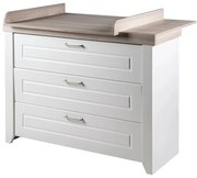 Бял нисък скрин в декор от бряст с масичка за преповиване 120x98 cm Felicia - Roba