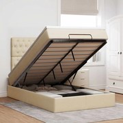 3313228 vidaXL Османска легло с матрак, кремаво, 120x190 см, плат