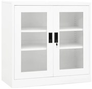 335930 vidaXL Офис шкаф, бял, 90x40x90 см, стомана