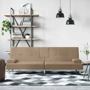 351929 vidaXL Разтегателен диван с поставки за чаши капучино изкуствена кожа