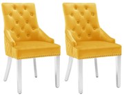 337024 vidaXL Трапезни столове, 2 бр, жълти, кадифе
