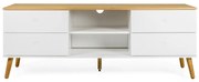 Бяла маса за телевизор с дъбови крака, широчина 162 cm Dot - Tenzo