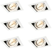 Комплект от 6 вградени прожектора бели AR111 регулируеми - Oneon