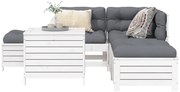 3250697 vidaXL Градински комплект диван от 6 части, бял, масивно дърво бор
